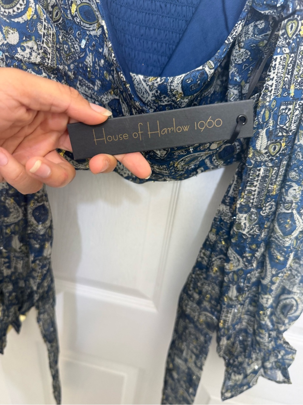 House of Harlow 1960 Blue Paisley Crop Top (M)